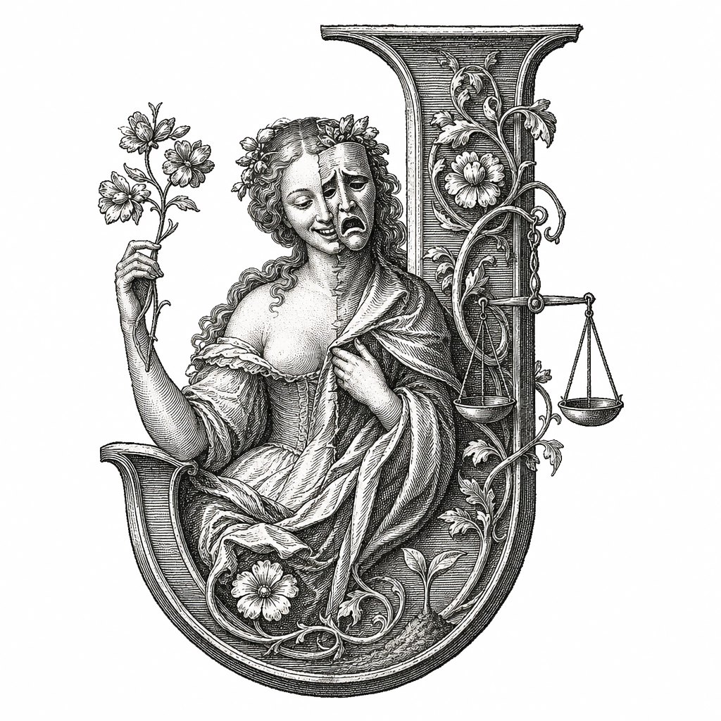 Jeanne — lettrine gravée de l'initiale J