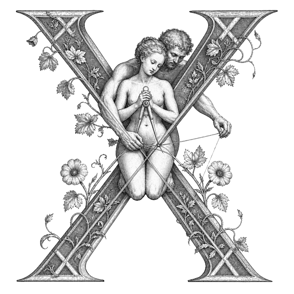 Xaviere — lettrine gravée de l'initiale X