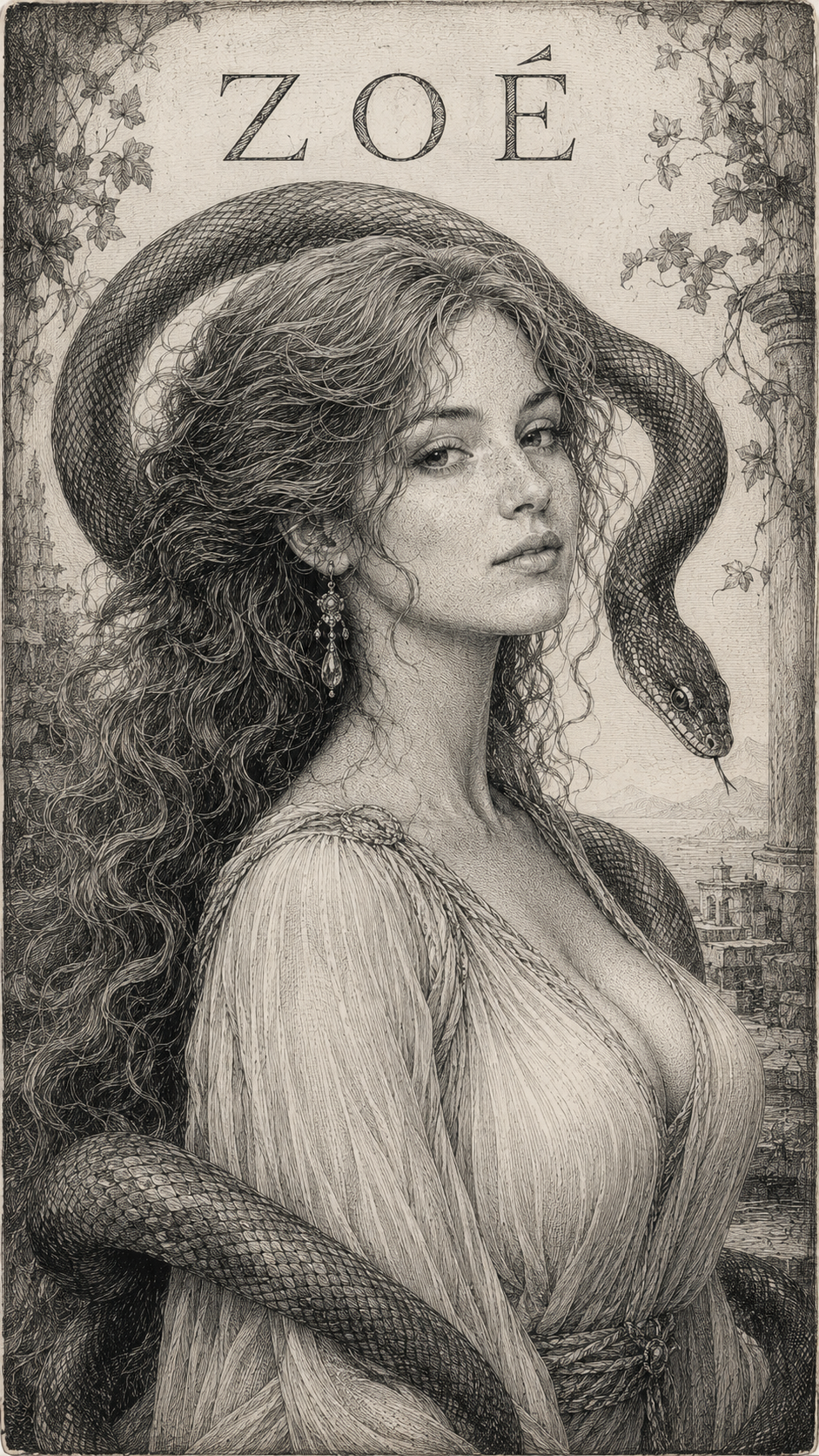 Zoé — portrait gravé