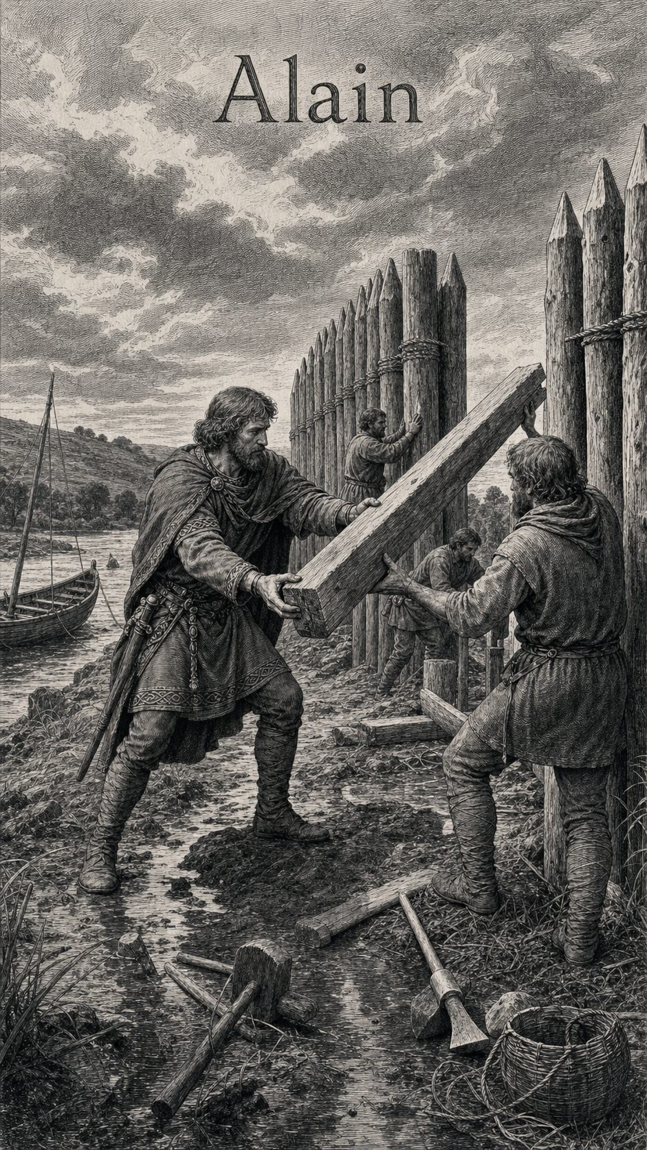 Illustration gravée du prénom Alain