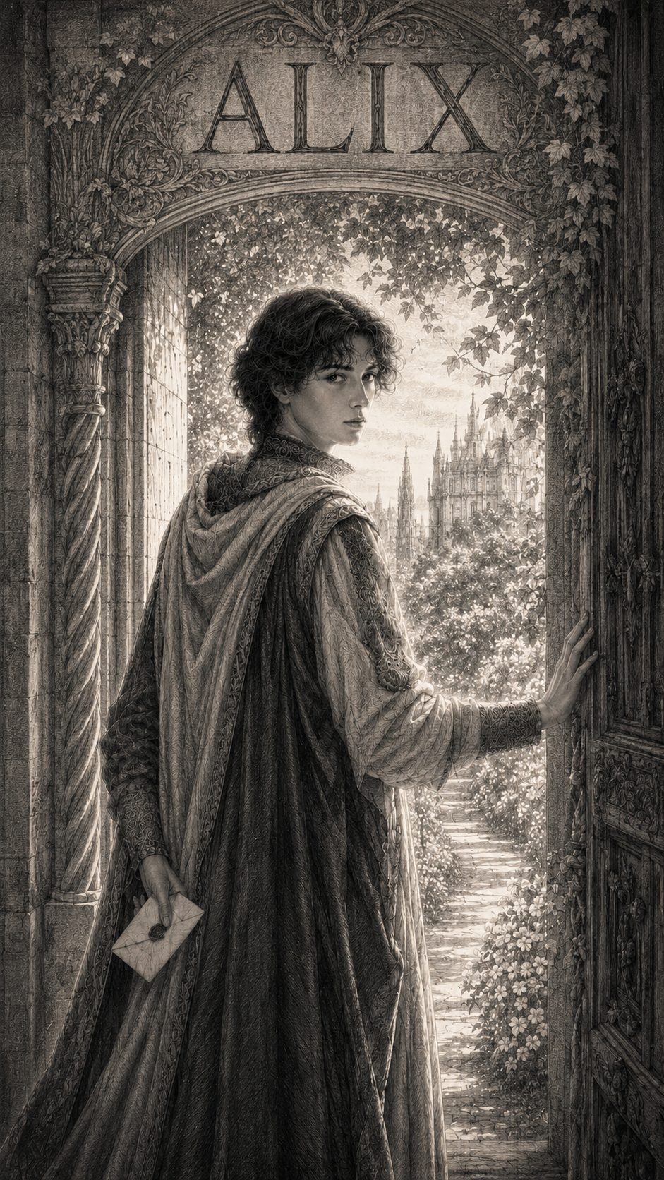Illustration gravée du prénom Alix