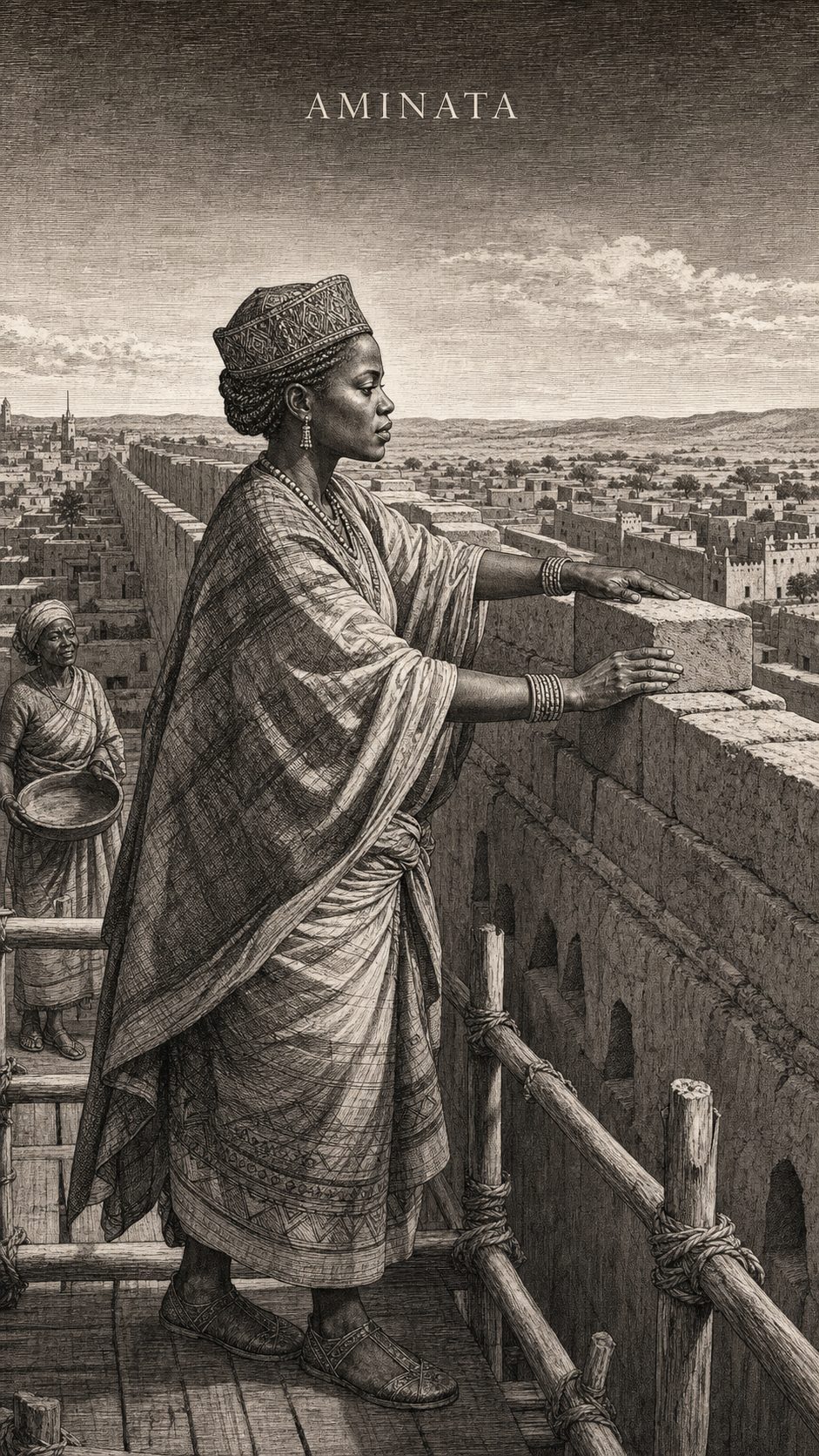 Illustration gravée du prénom Aminata