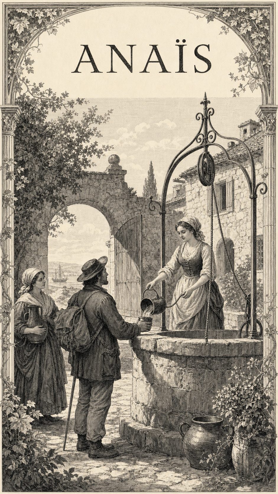 Illustration gravée du prénom Anaïs