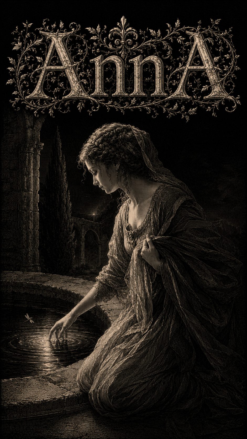 Illustration gravée du prénom Anna