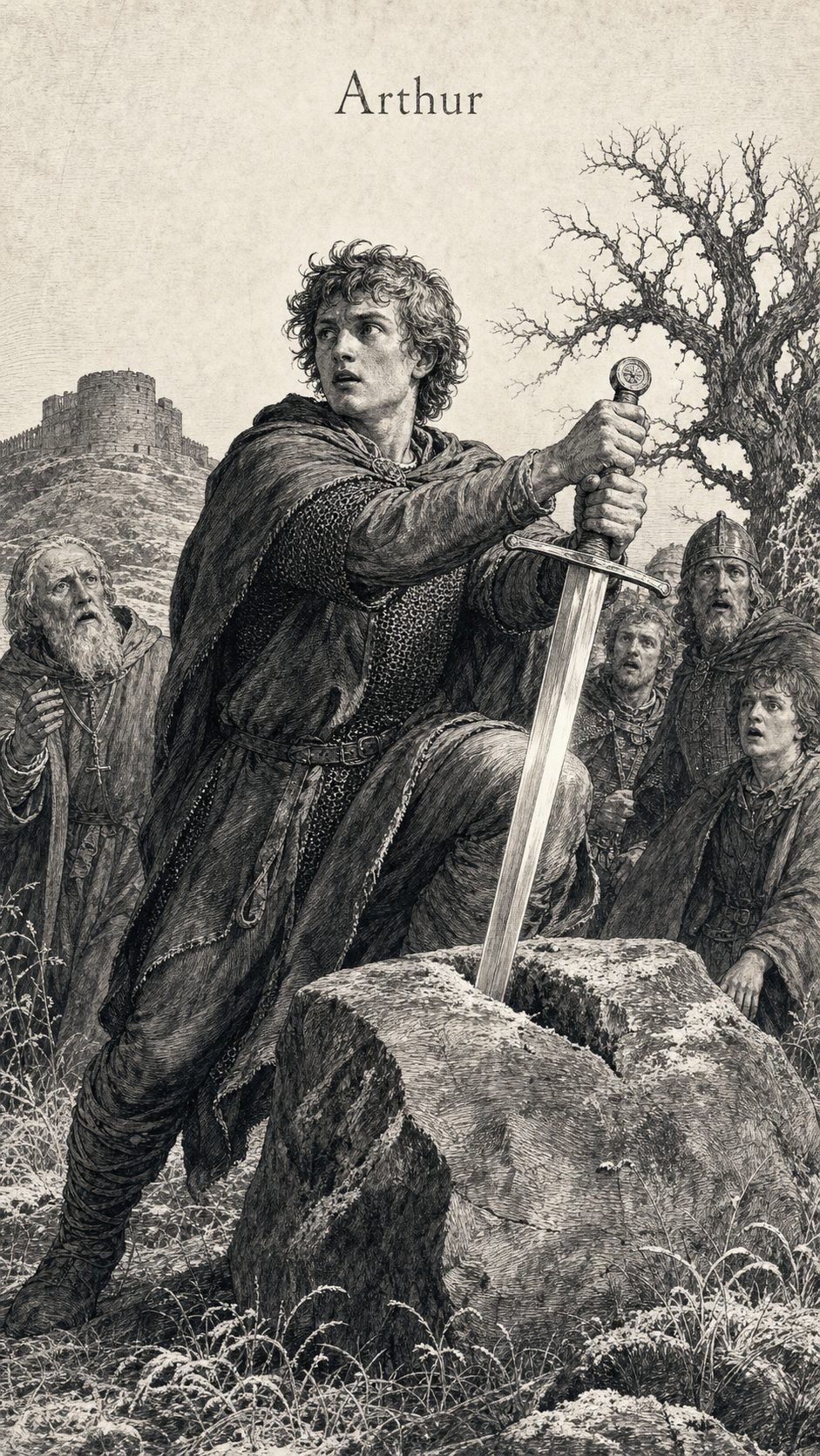 Illustration gravée du prénom Arthur