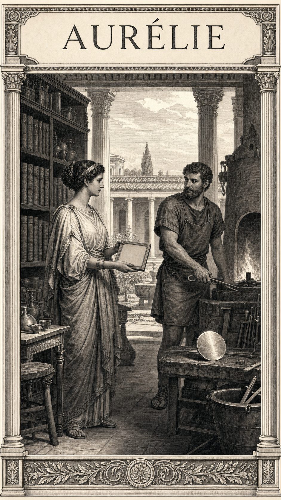 Illustration gravée du prénom Aurélie