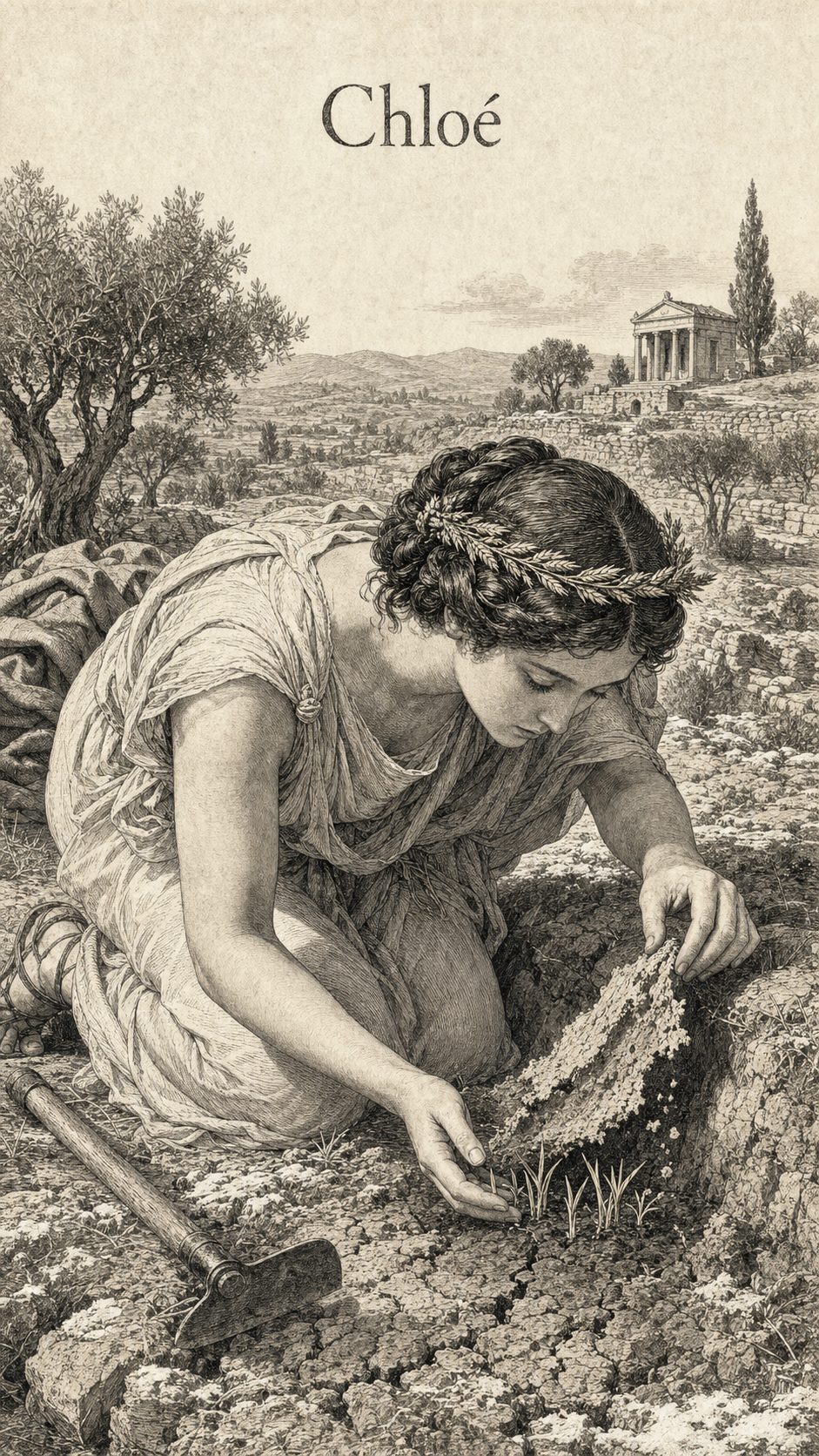Illustration gravée du prénom Chloé