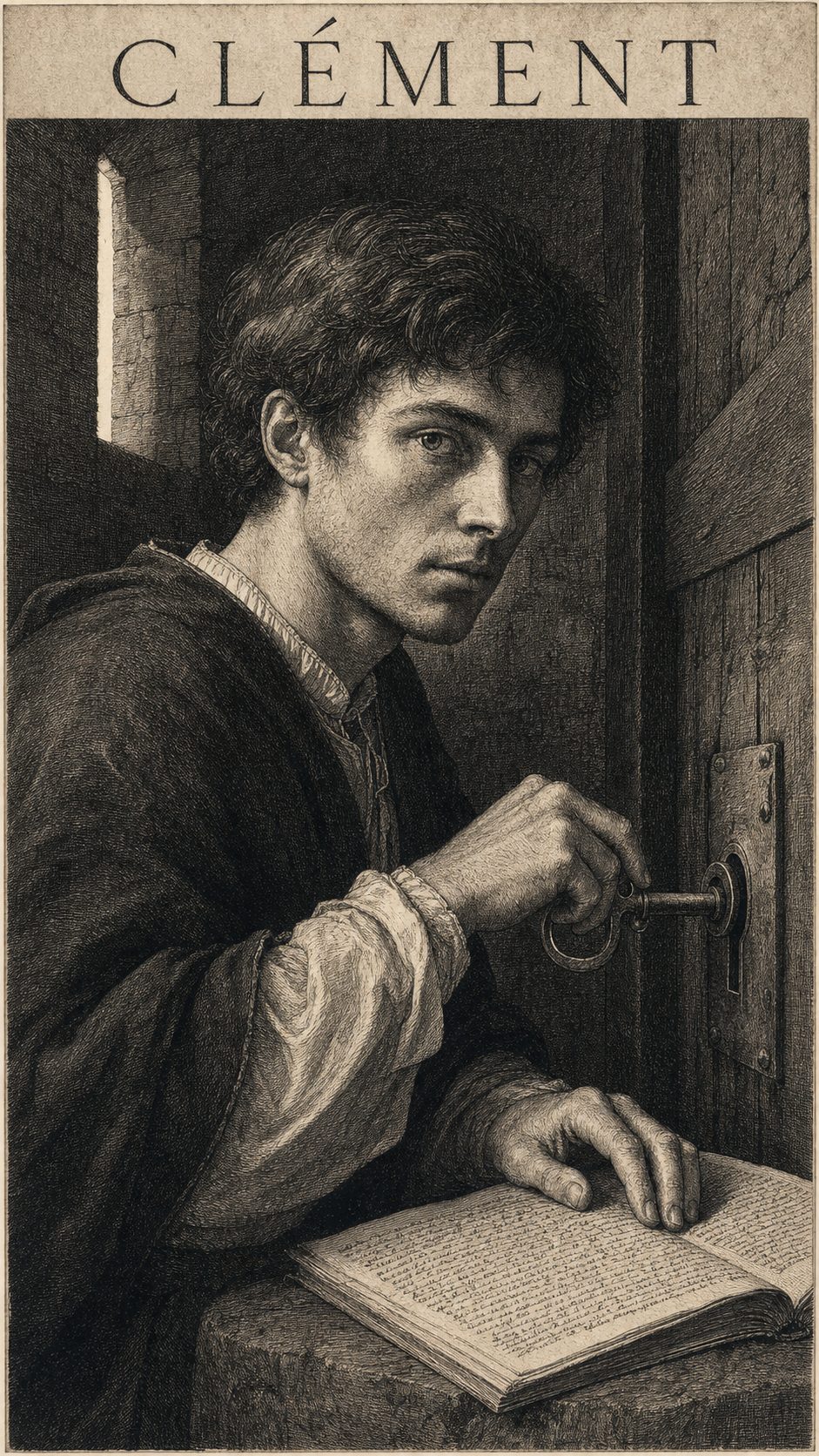 Illustration gravée du prénom Clément