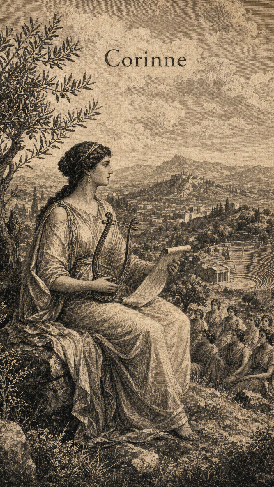 Illustration gravée du prénom Corinne