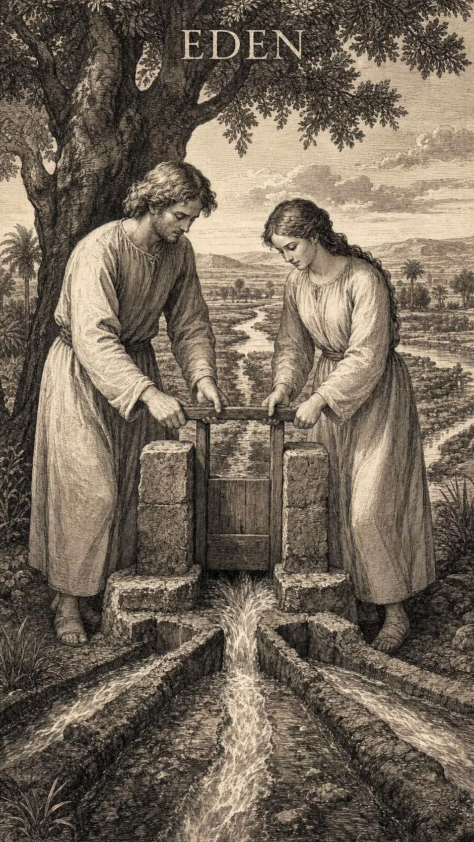 Illustration gravée du prénom Eden