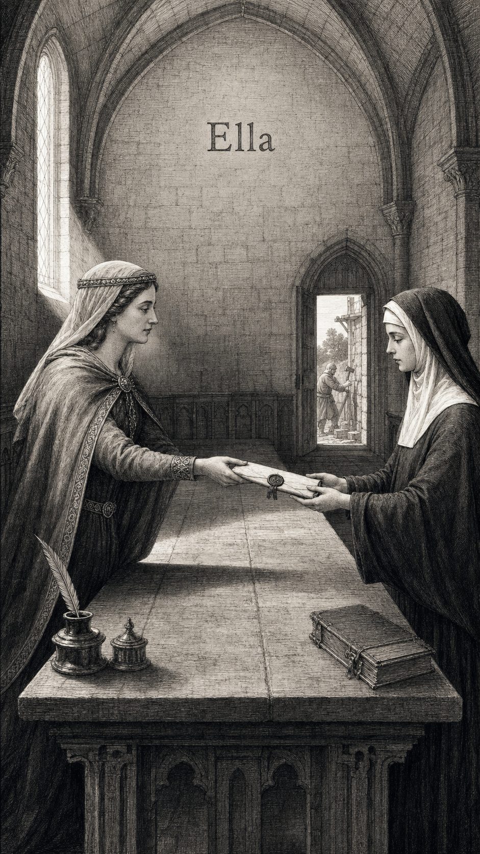 Illustration gravée du prénom Ella