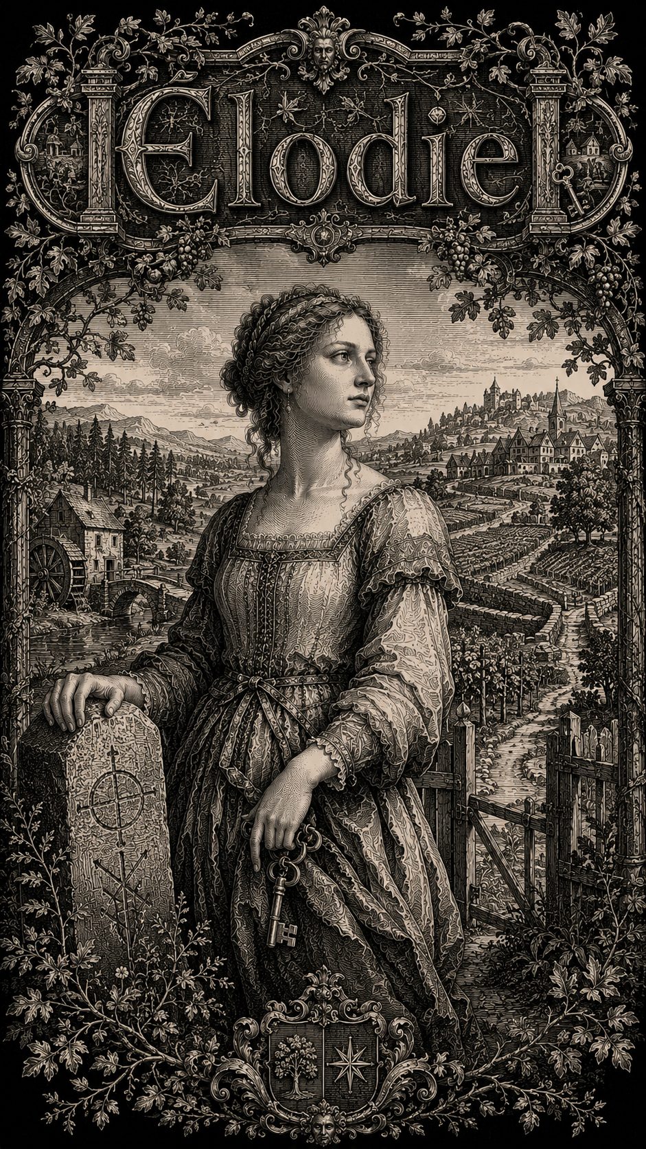 Illustration gravée du prénom Élodie
