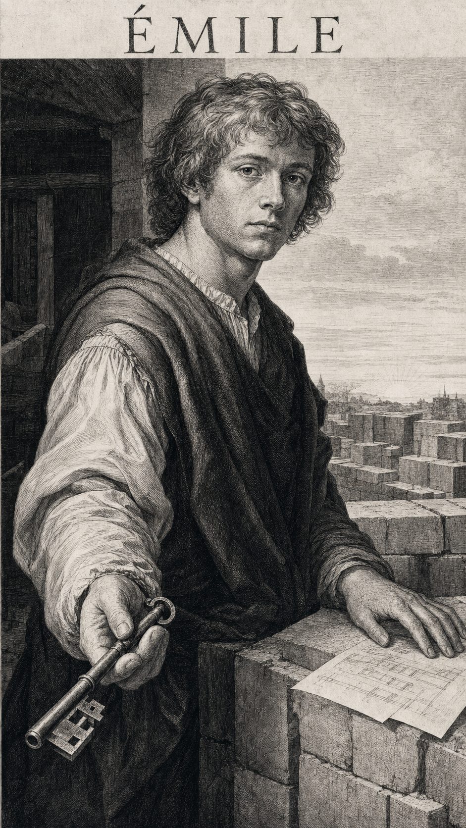 Illustration gravée du prénom Émile