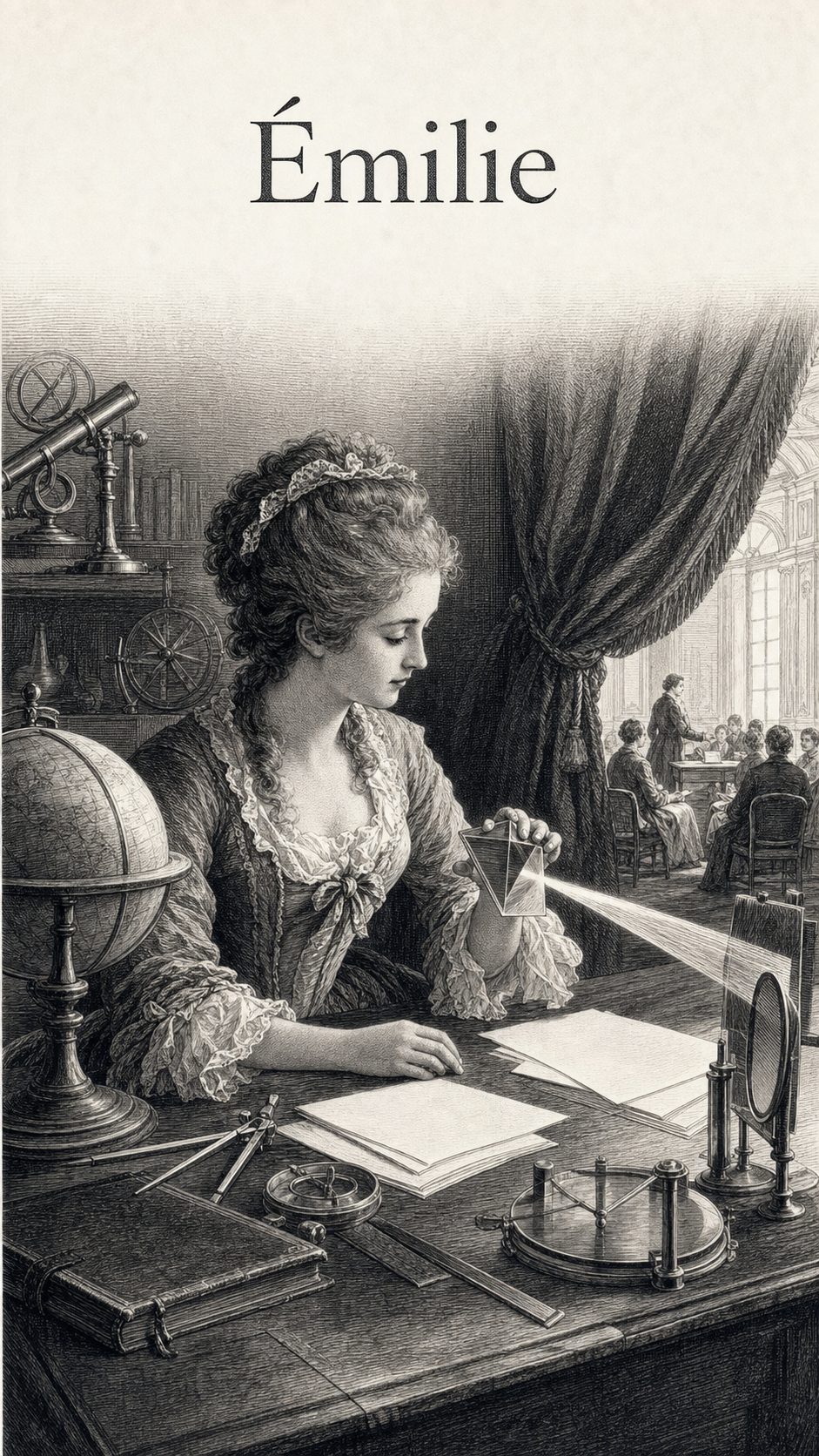 Illustration gravée du prénom Émilie