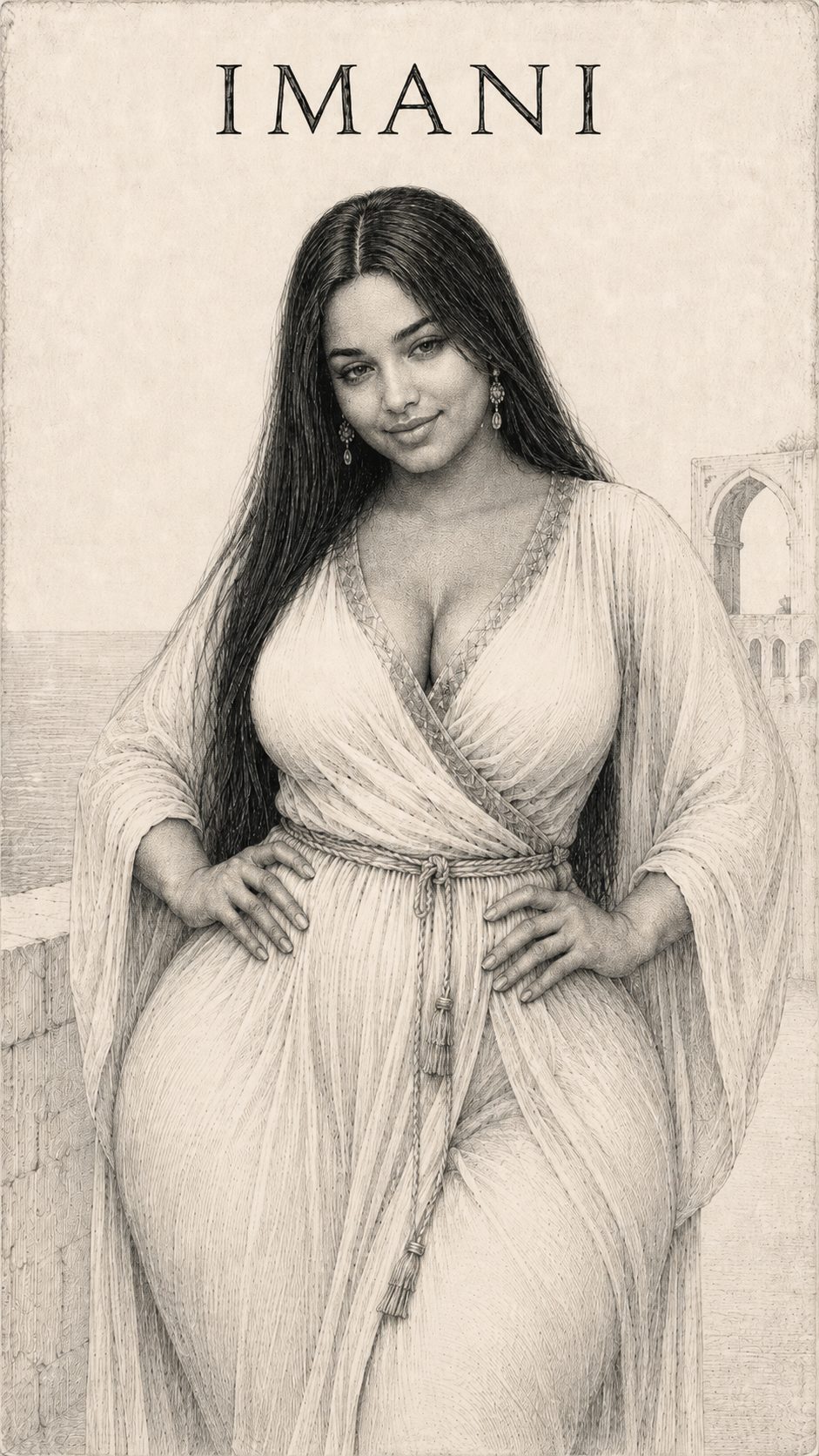 Illustration gravée du prénom Imani