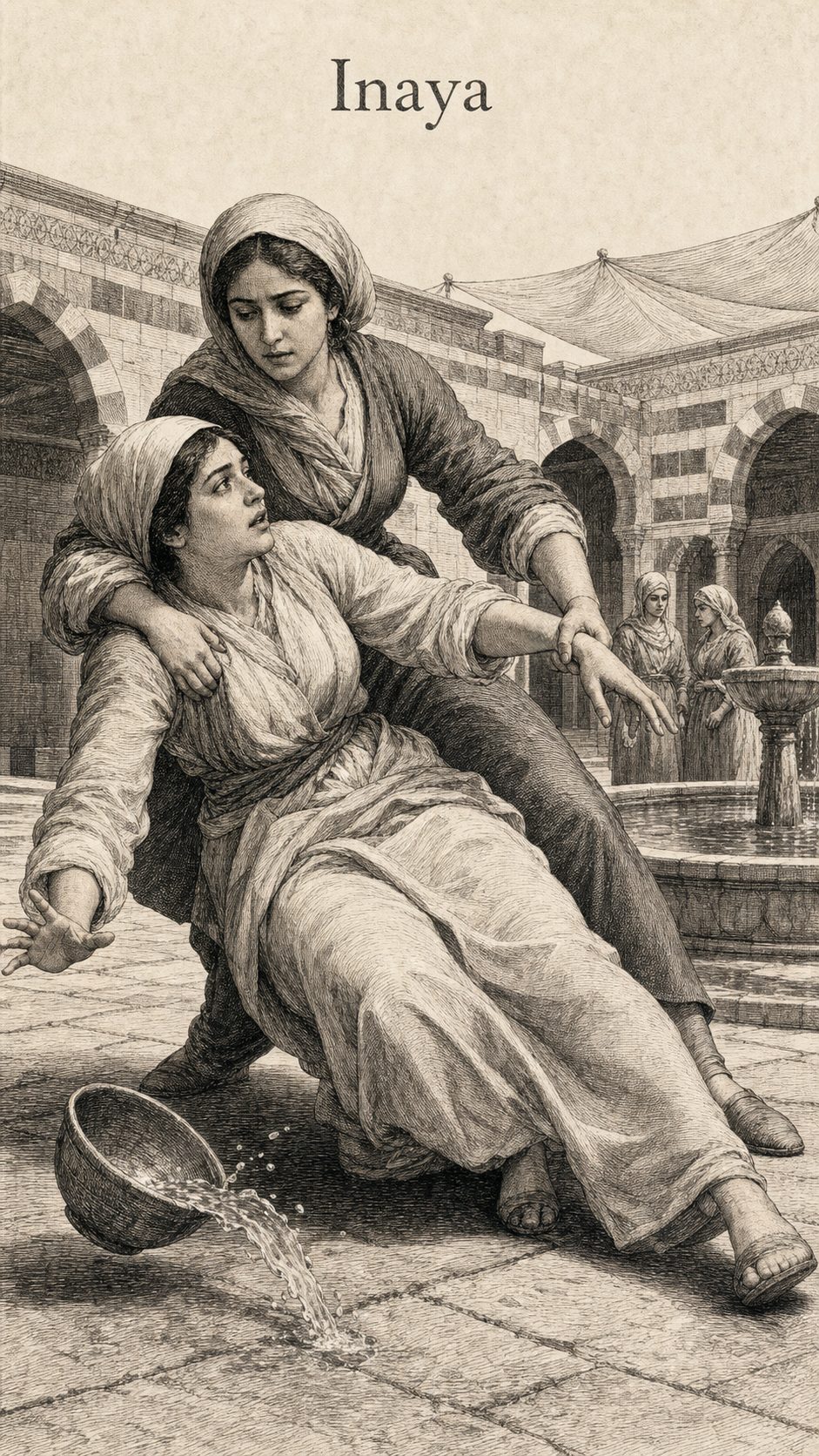 Illustration gravée du prénom Inaya