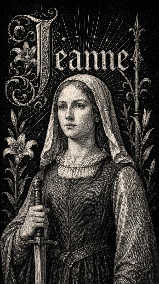 Illustration gravée du prénom Jeanne