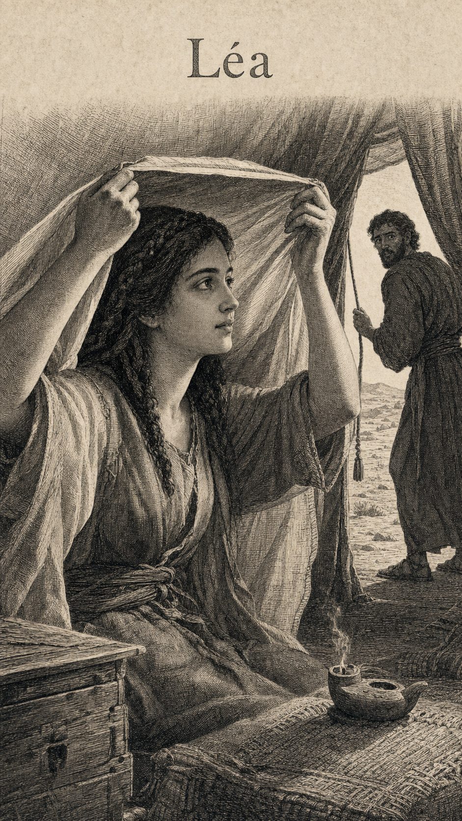 Illustration gravée du prénom Léa