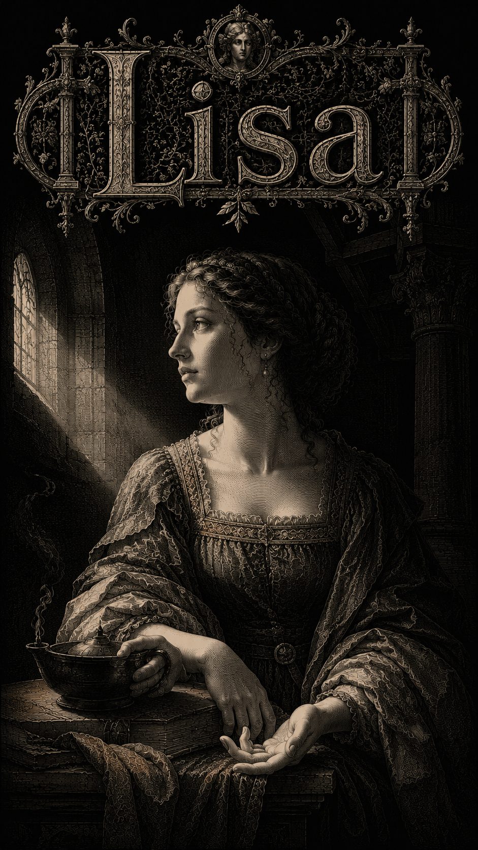 Illustration gravée du prénom Lisa