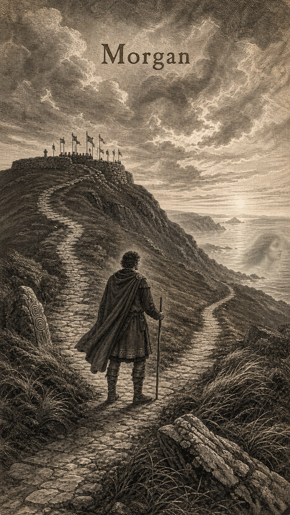 Illustration gravée du prénom Morgan