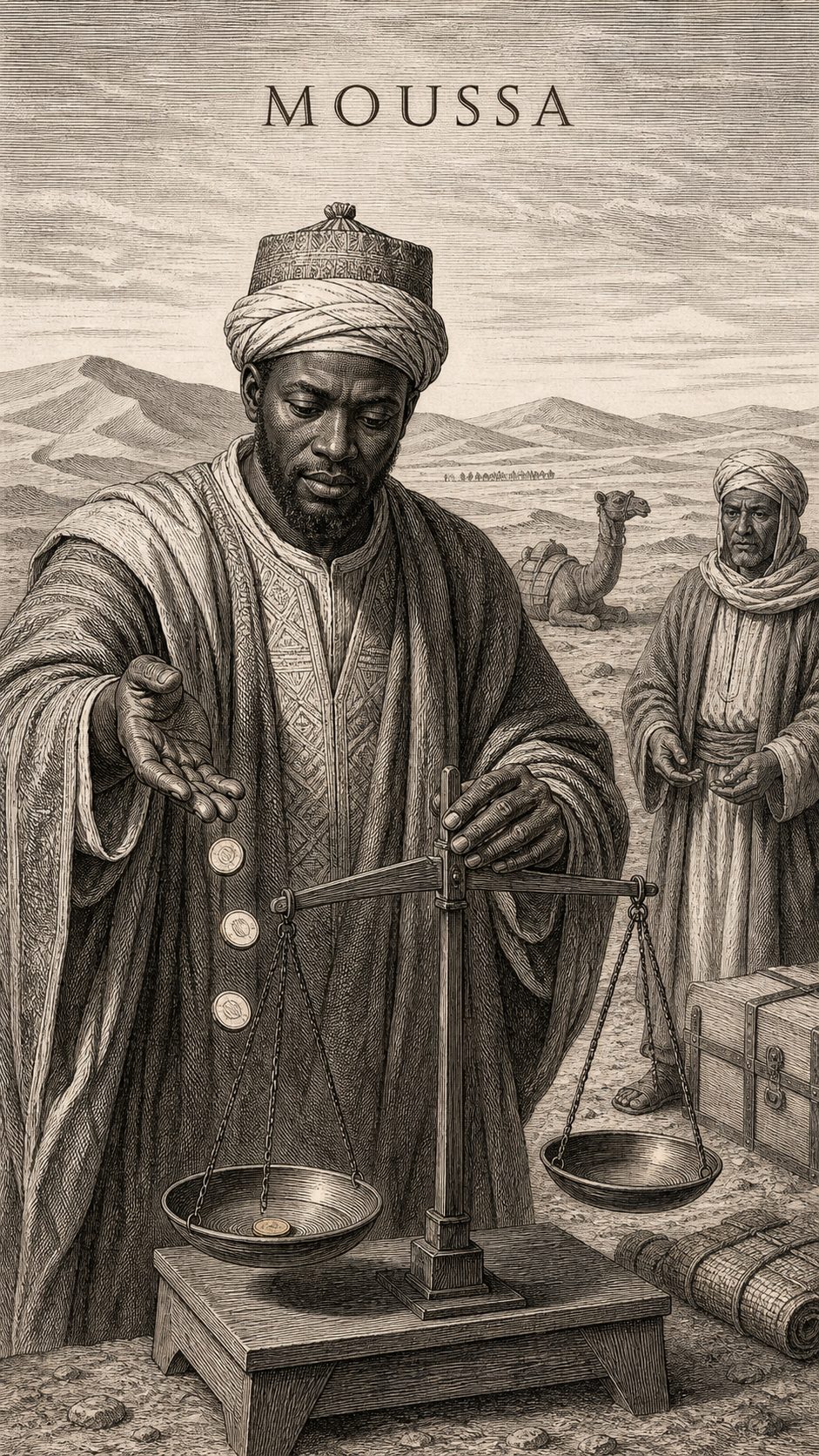 Illustration gravée du prénom Moussa
