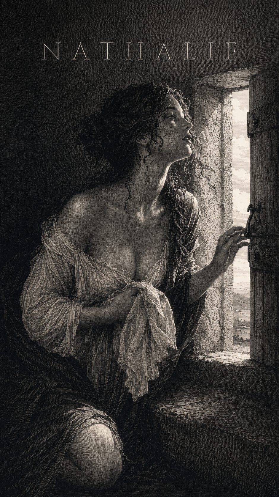 Illustration gravée du prénom Nathalie