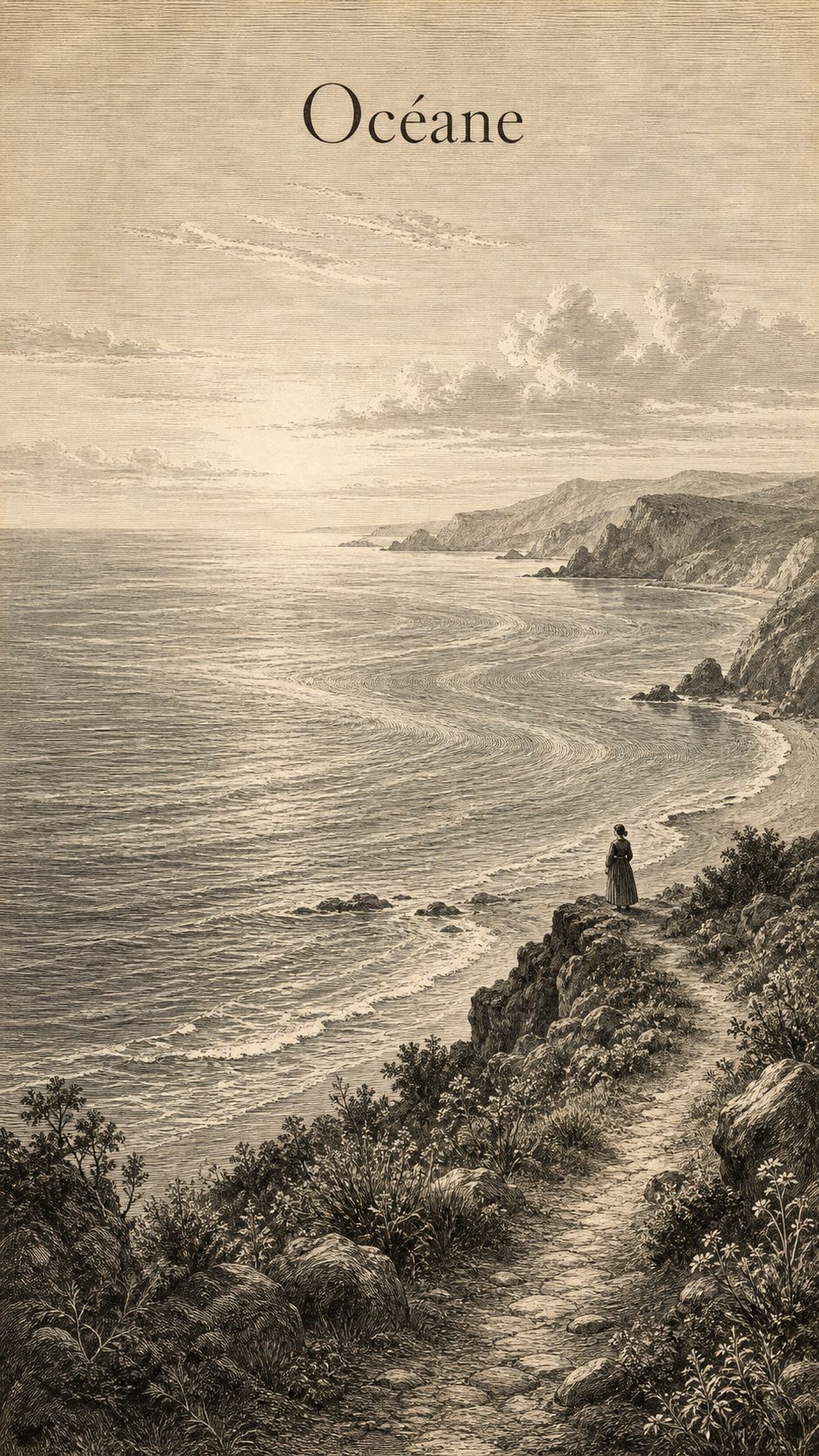 Illustration gravée du prénom Océane