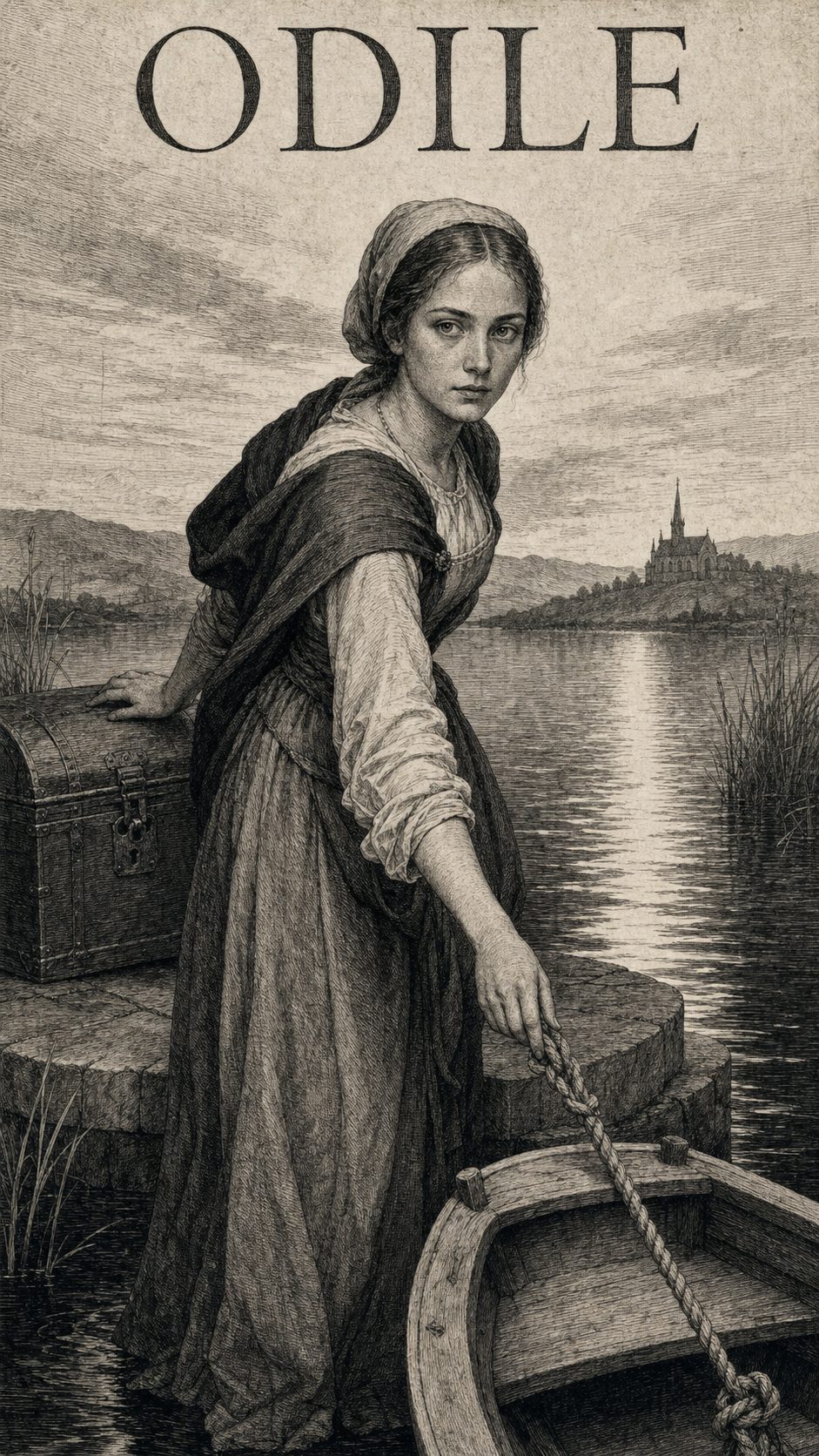 Illustration gravée du prénom Odile