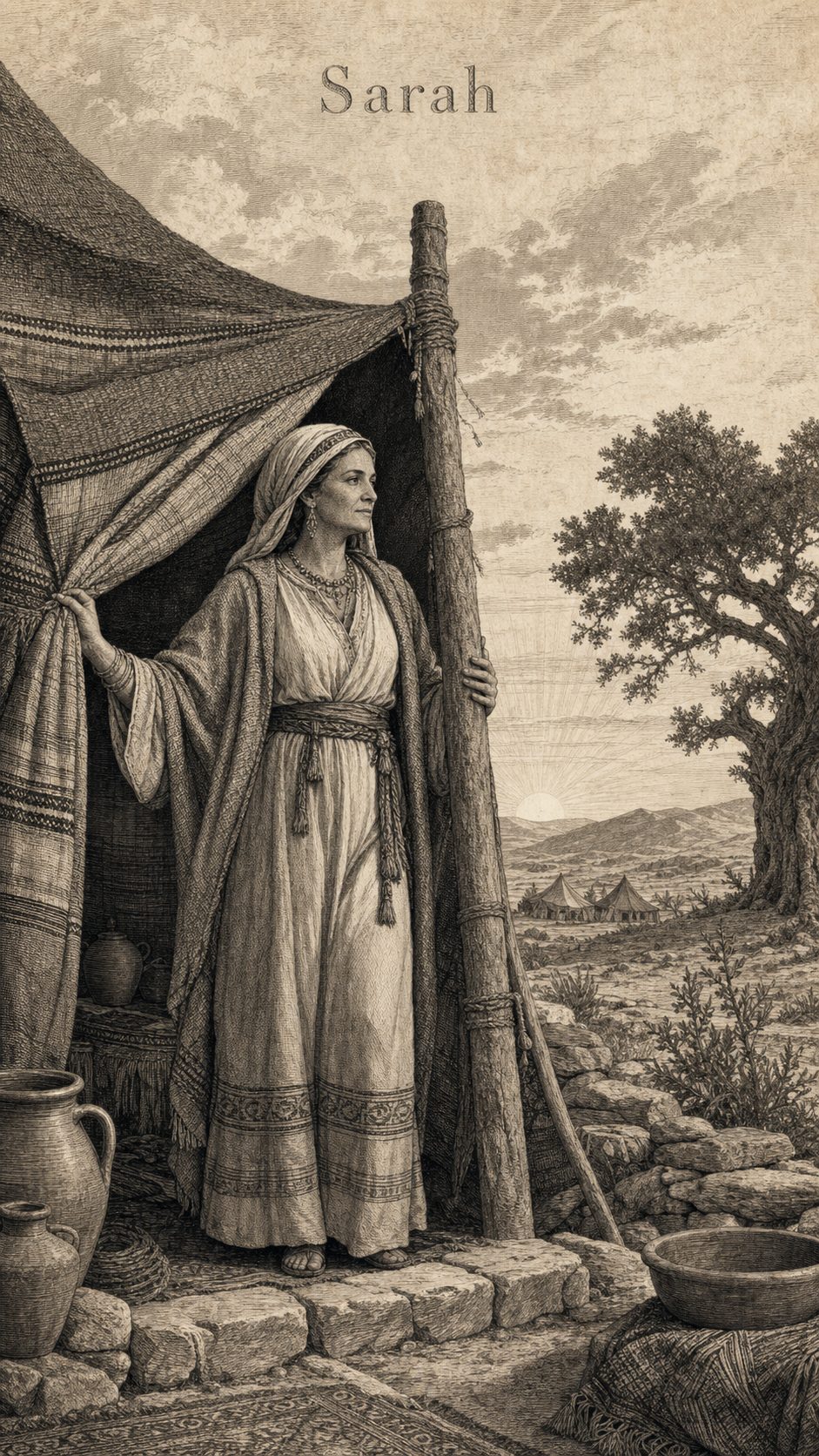 Illustration gravée du prénom Sarah