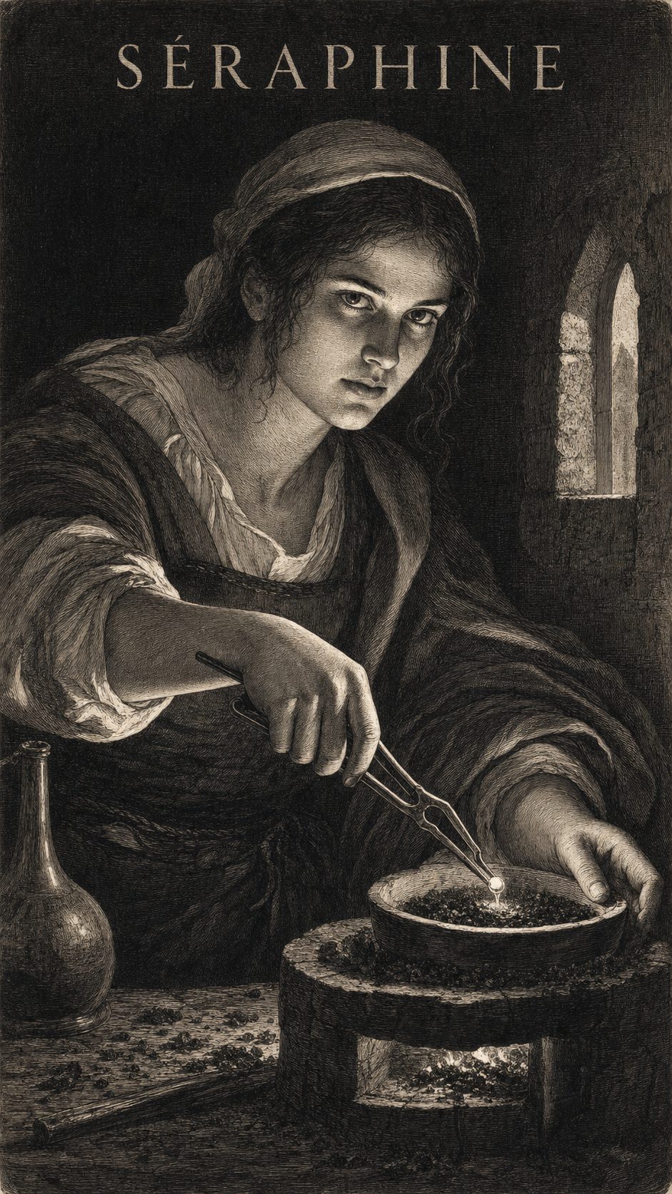 Illustration gravée du prénom Séraphine