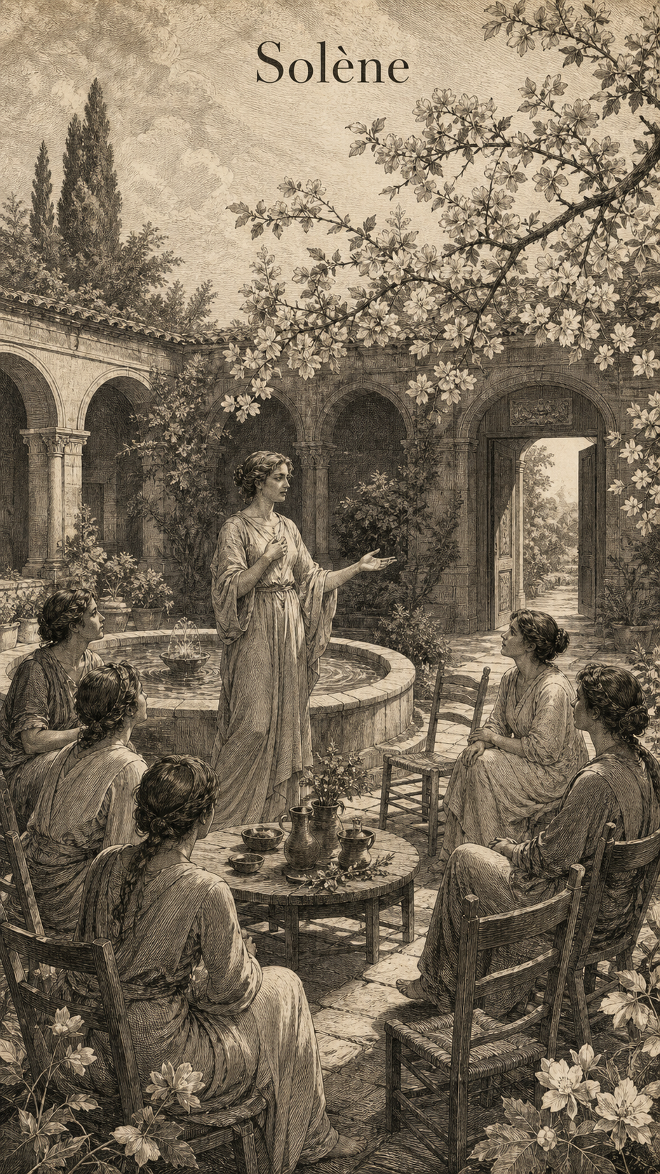 Illustration gravée du prénom Solène