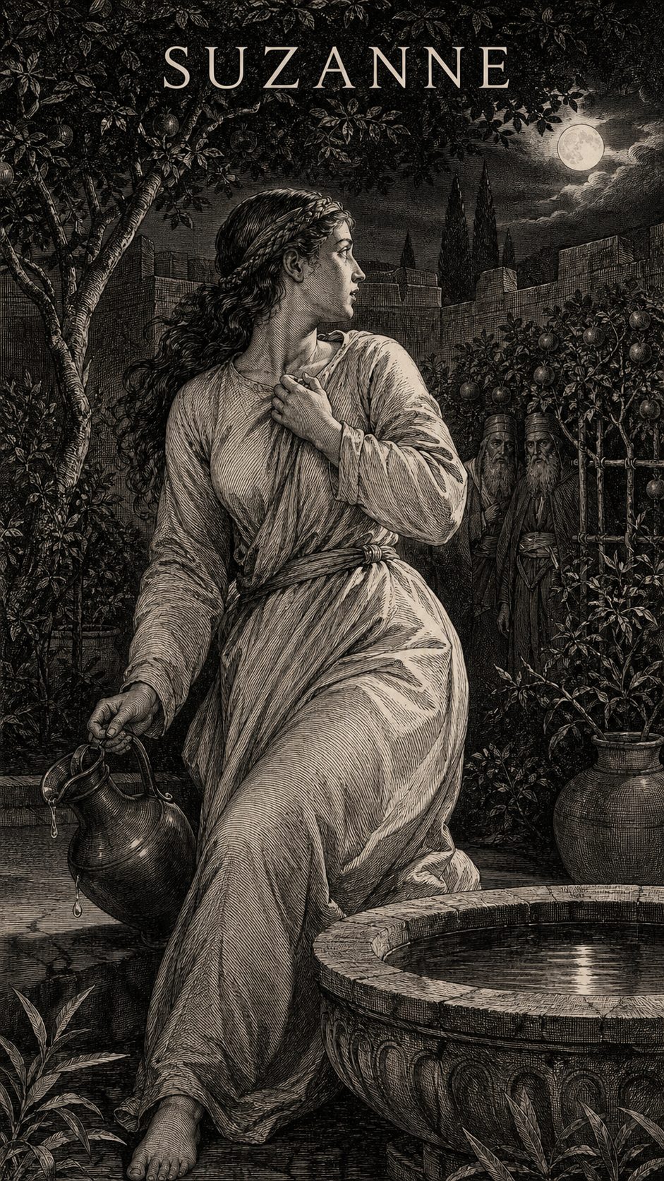 Illustration gravée du prénom Suzanne