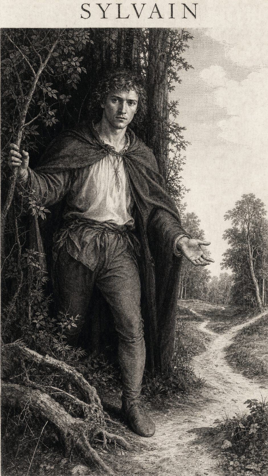 Illustration gravée du prénom Sylvain
