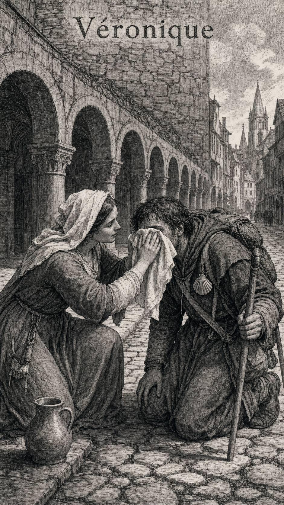 Illustration gravée du prénom Véronique