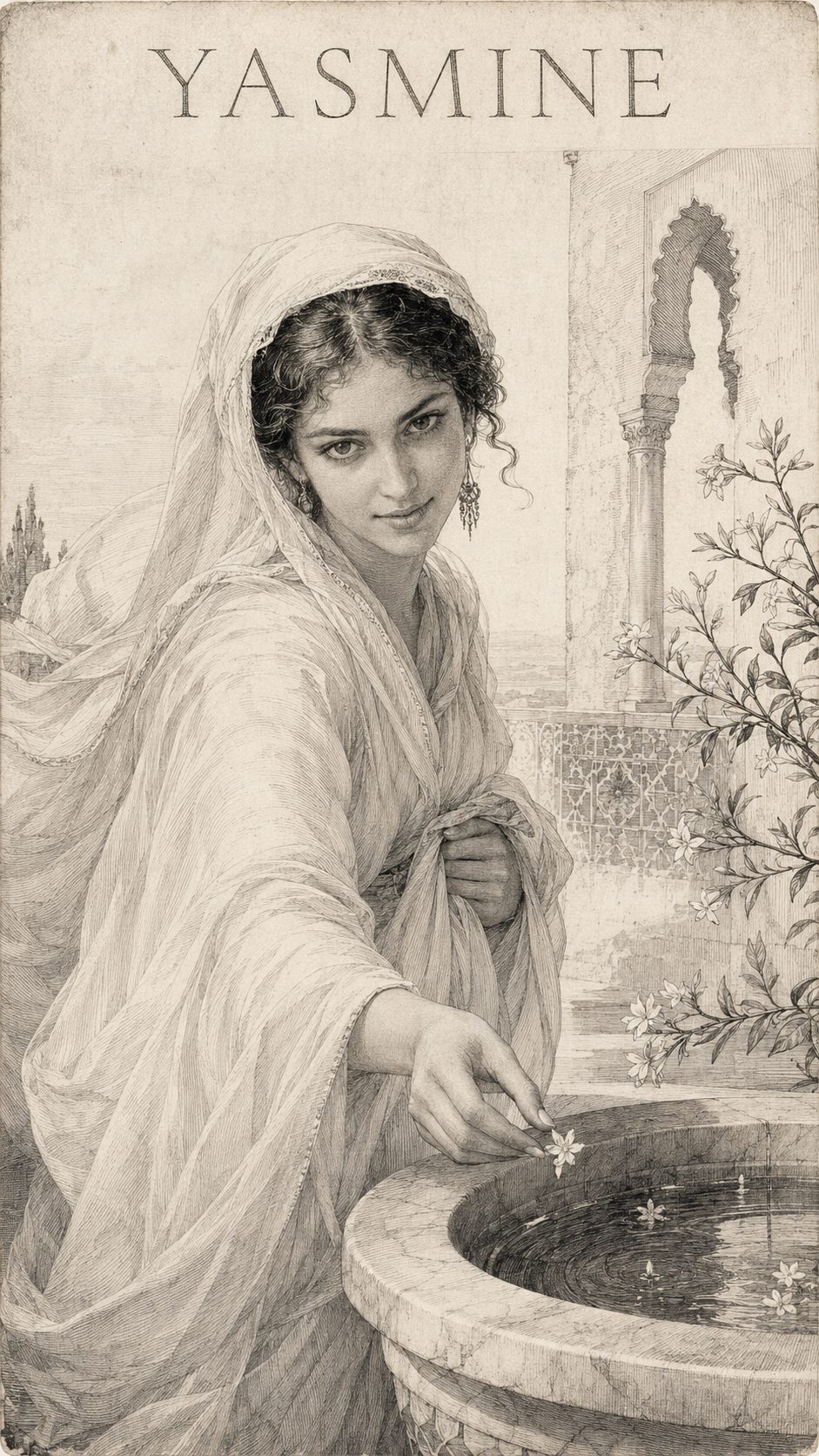 Illustration gravée du prénom Yasmine